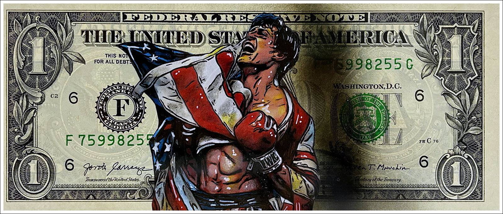 Pazblandina, Rocky, Originalzeichnung auf dem US-Dollar.