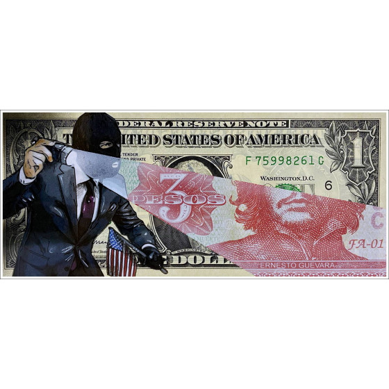 Pazblandina, Ladrón, dibujo original en dólar estadounidense