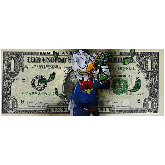Pazblandina, Paperone, disegno originale su dollaro americano