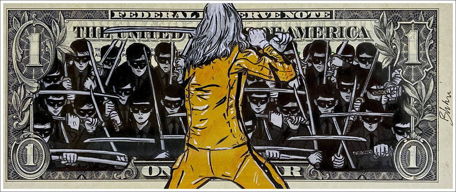 PAZBLANDINA - Trump Clown auf US-Dollar, Arbeit unterzeichnet