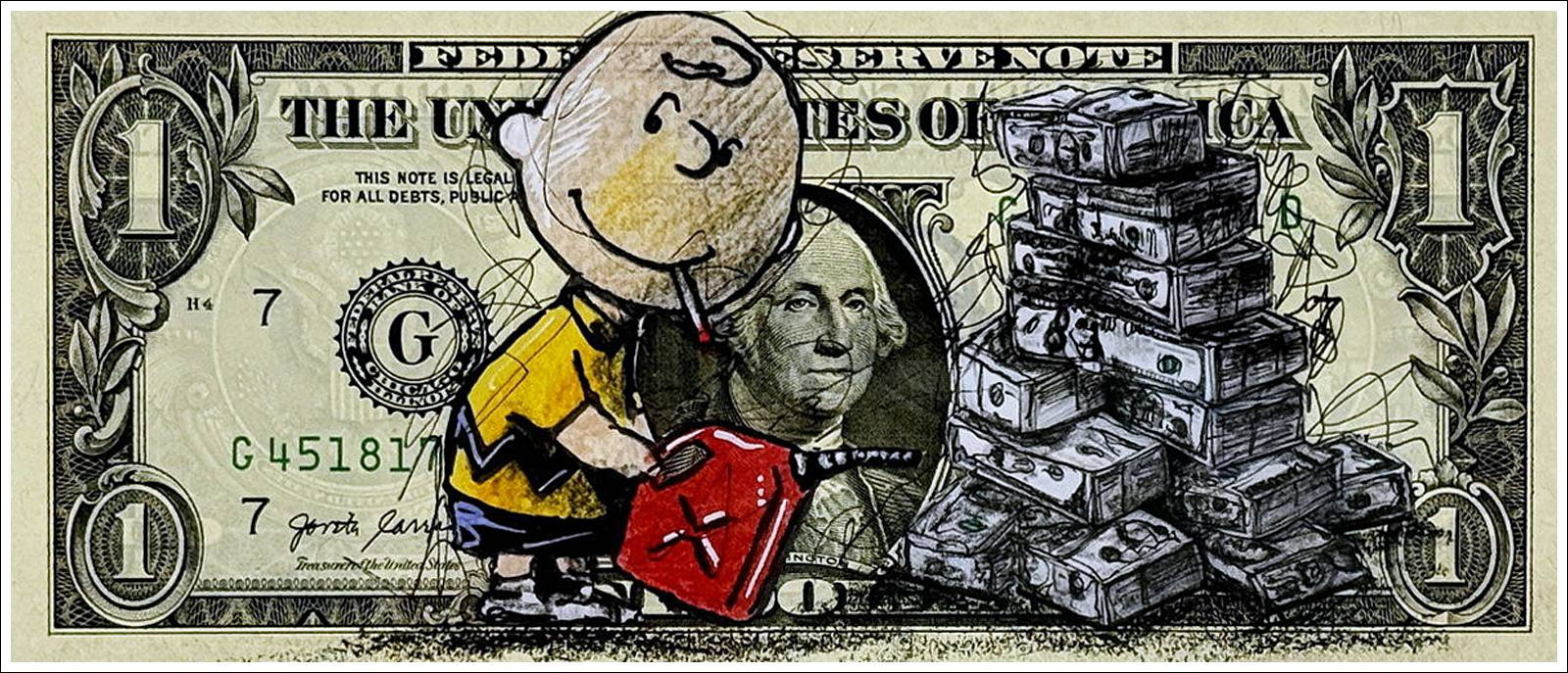PAZBLANDINACharlie Brown, Disegno originale su Dollar, 2024