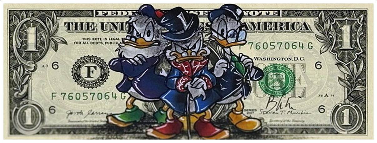 Pazblandina – Duck$quad (2025), dessin sur dollar