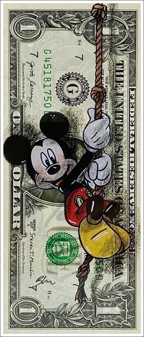 Pazblandina – Mickey (2025), dessin sur dollar