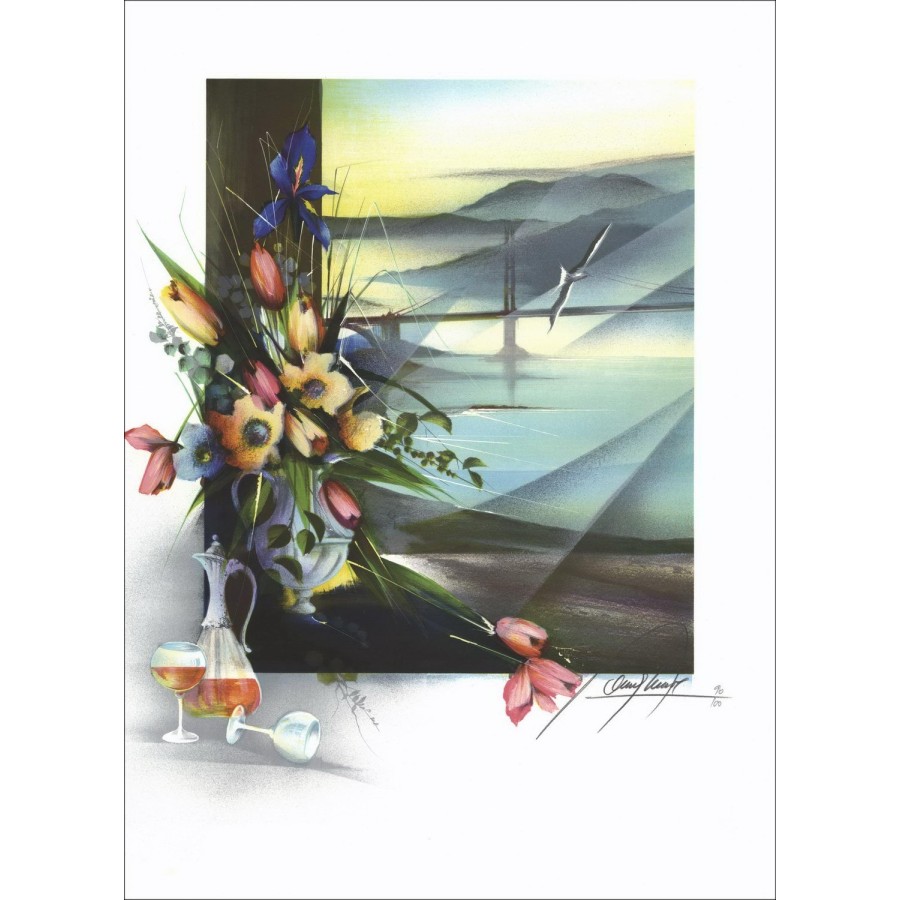 Acheter Raymond POULET Lithographie Originale Bouquet au Golden Gate