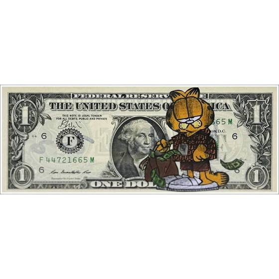 PAZBLANDINA Koop originele tekening op dollar $ - Garfield