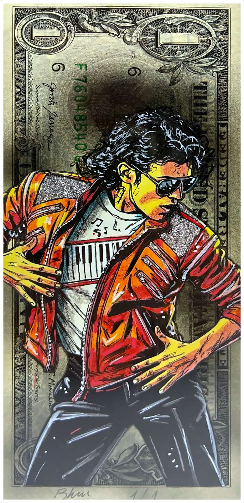 Pazblandina - Michael Jackson, origineel kunstwerk op dollar