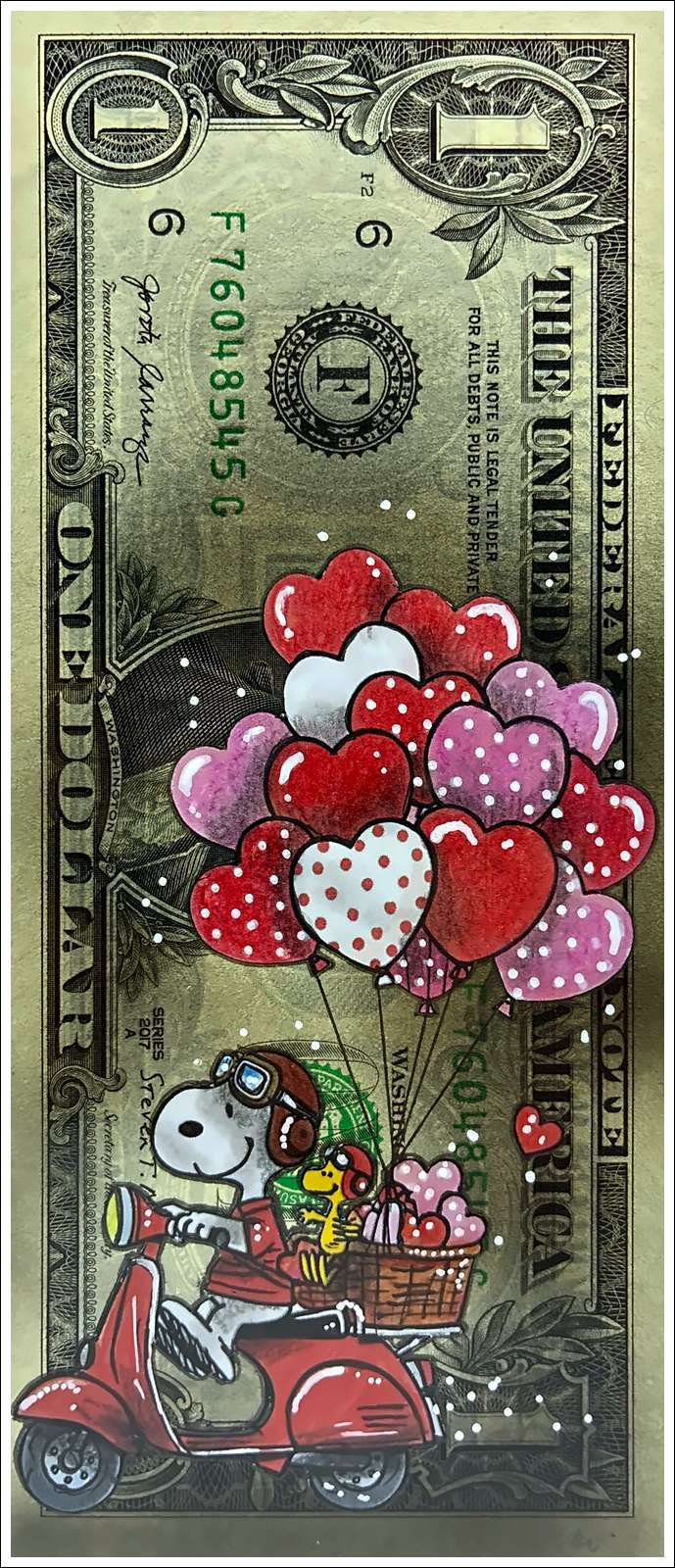 Pazblandina - Snoopy Vespa, Originalwerk auf US-Dollar