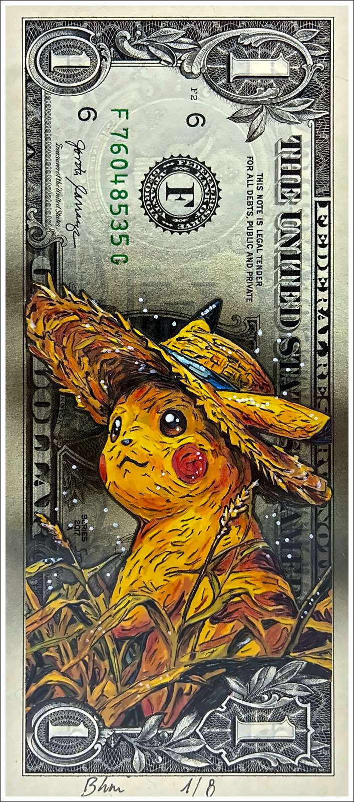 Pazblandina - Pikachu Van Gogh, opera originale su dollaro