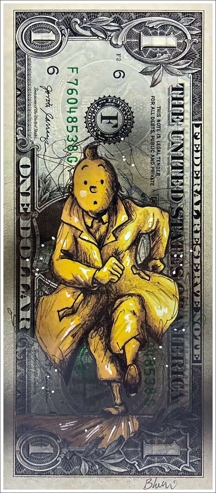 Pazblandina - Tintin, opera originale su dollaro americano