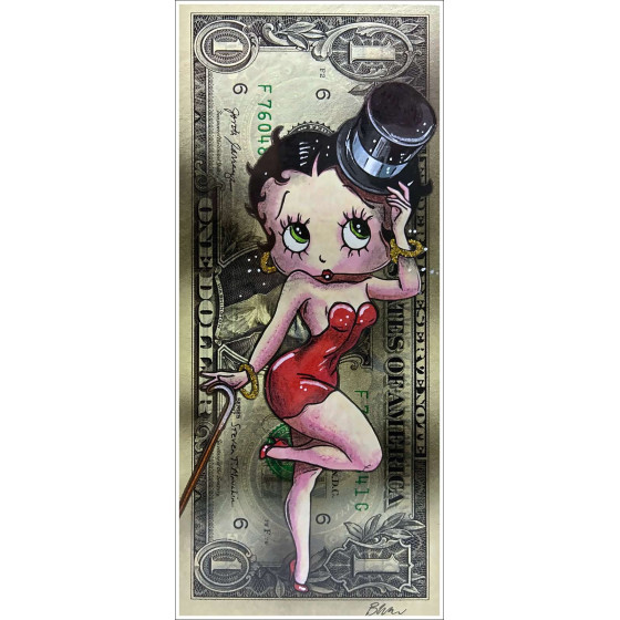 Pazblandina - Betty Boop Glamour, obra original sobre dólar