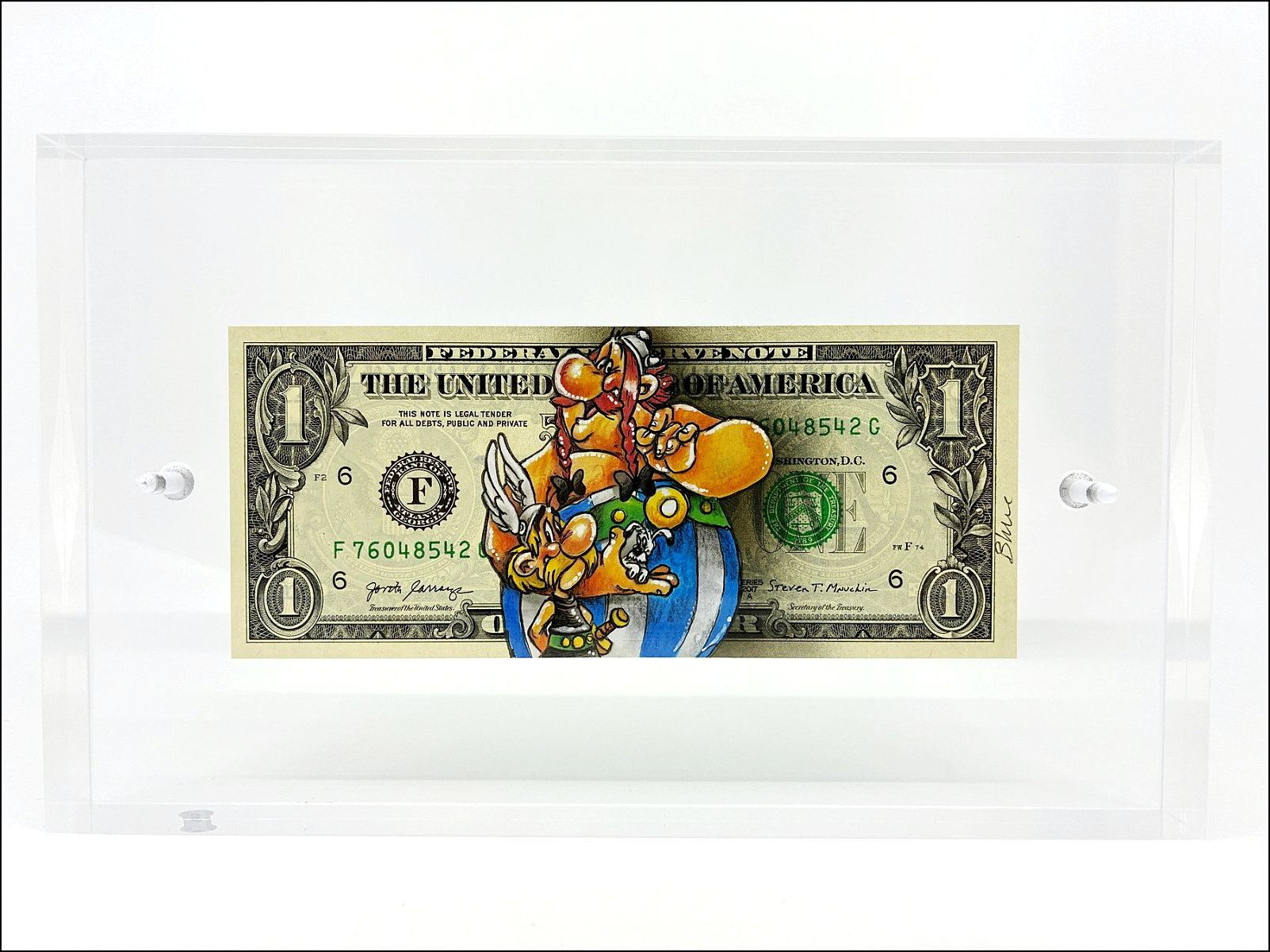 Asterix & Obelix on dollar - Pazblandina original drawing