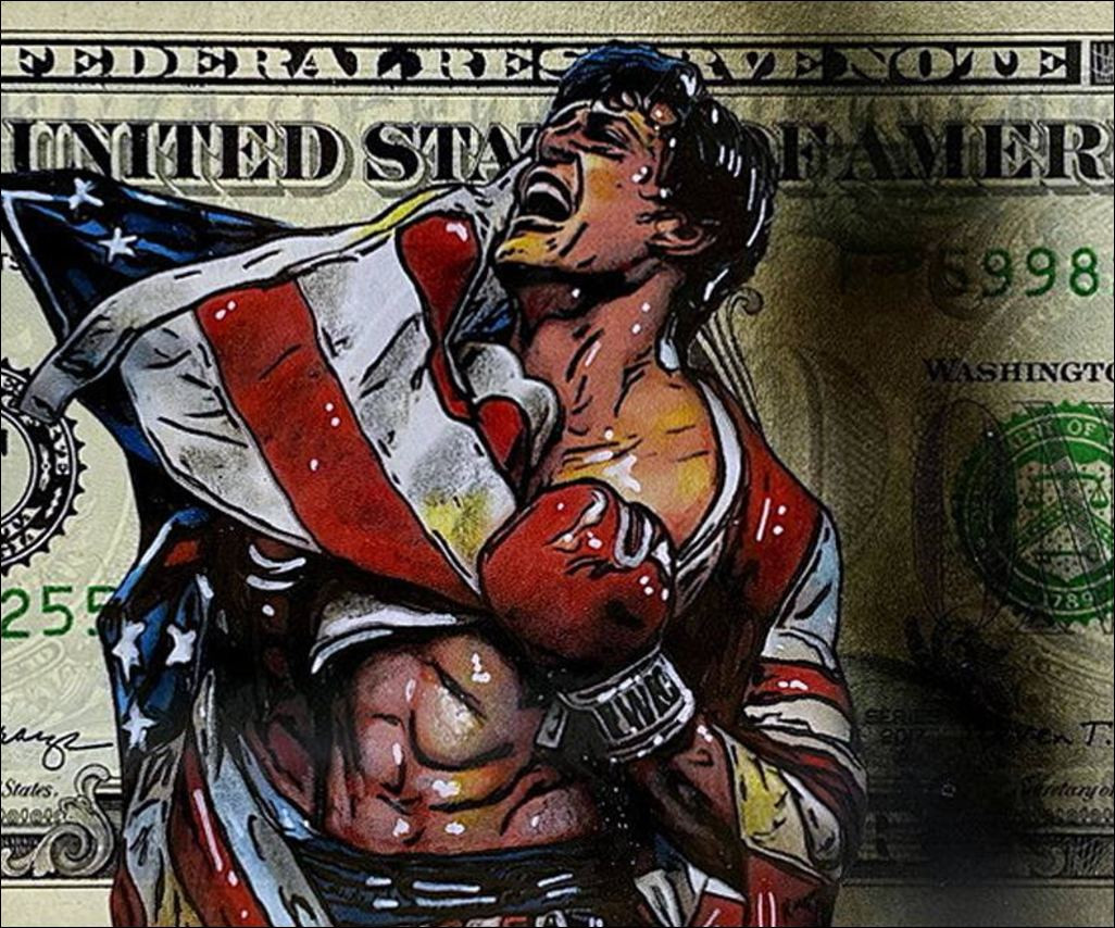 Pazblandina, Rocky, original drawing on US dollar