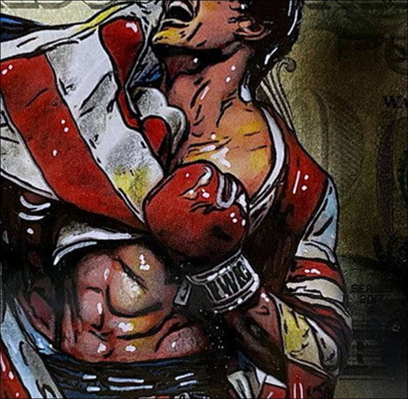 Pazblandina, Rocky, Originalzeichnung auf dem US-Dollar.