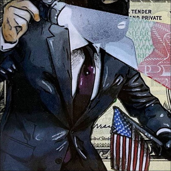 Pazblandina, Thief, original drawing on US dollar