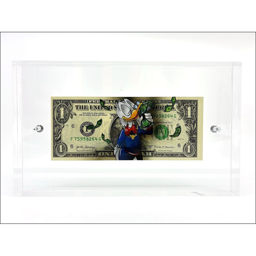 Pazblandina, Paperone, disegno originale su dollaro americano