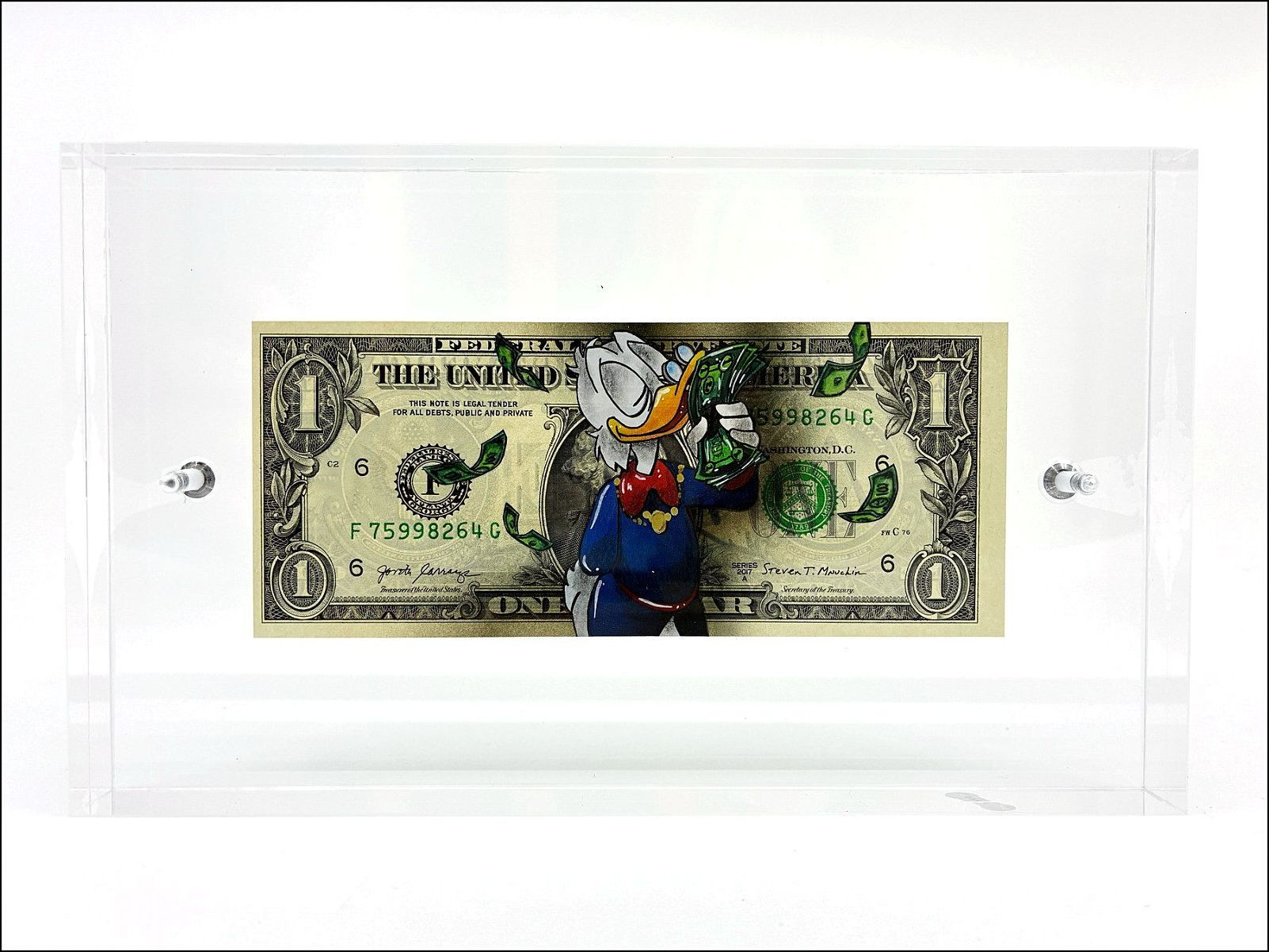 Pazblandina, Paperone, disegno originale su dollaro americano