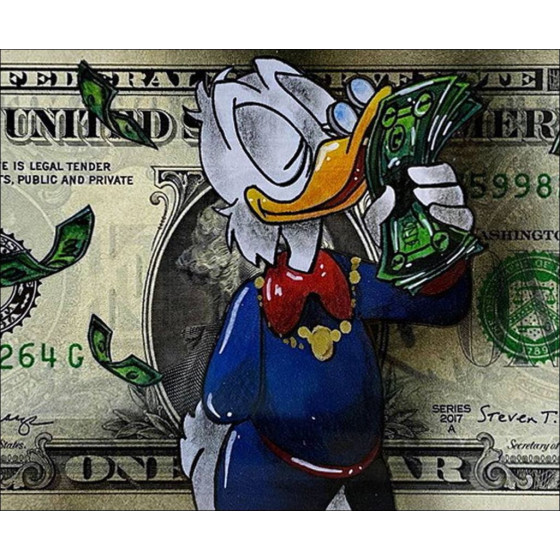 Pazblandina, Paperone, disegno originale su dollaro americano