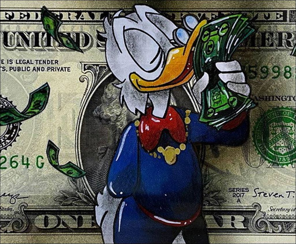 Pazblandina, Scrooge, original drawing on a US dollar