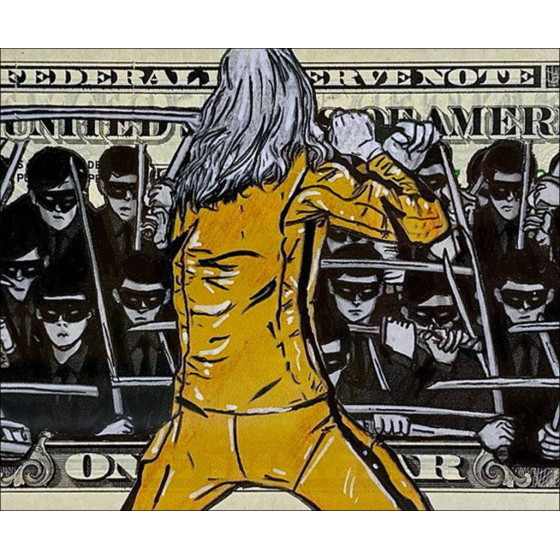PAZBLANDINA - Trump Clown op Amerikaanse dollar, ondertekend werk