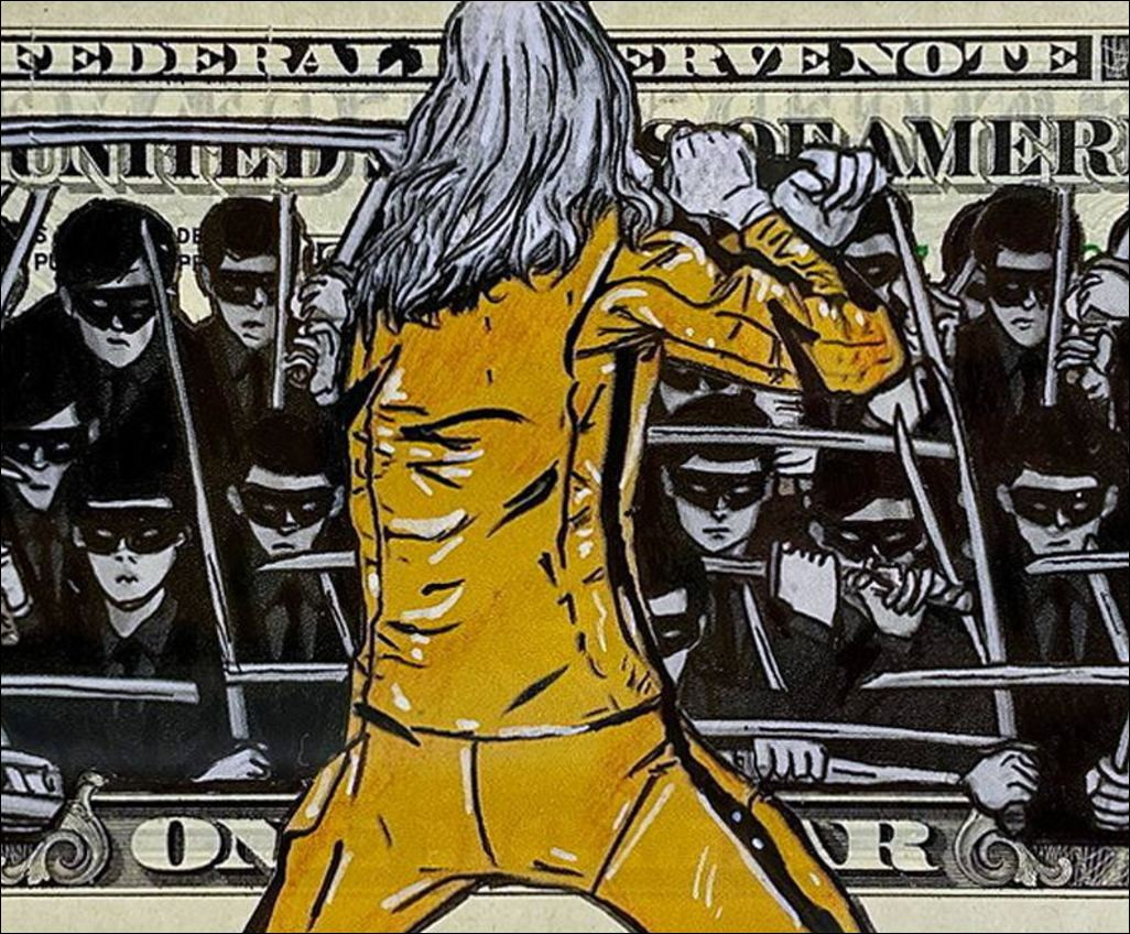 PAZBLANDINA - Trump Clown op Amerikaanse dollar, ondertekend werk