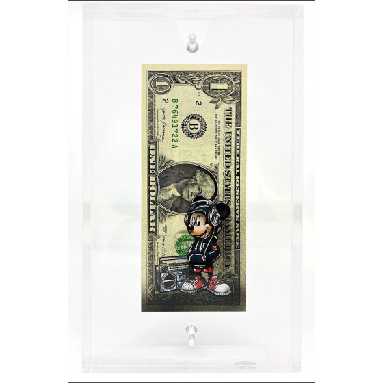 PAZBLANDINA - Mickey Street Art on Signed Dollar, 2025