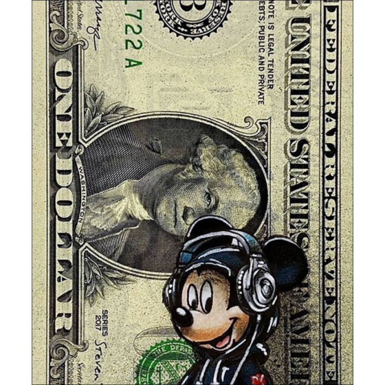 PAZBLANDINA - Mickey Street Art on Signed Dollar, 2025
