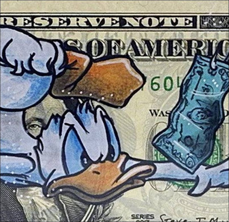 Pazblandina - Zeichnung von Donald Nirvana auf Dollar
