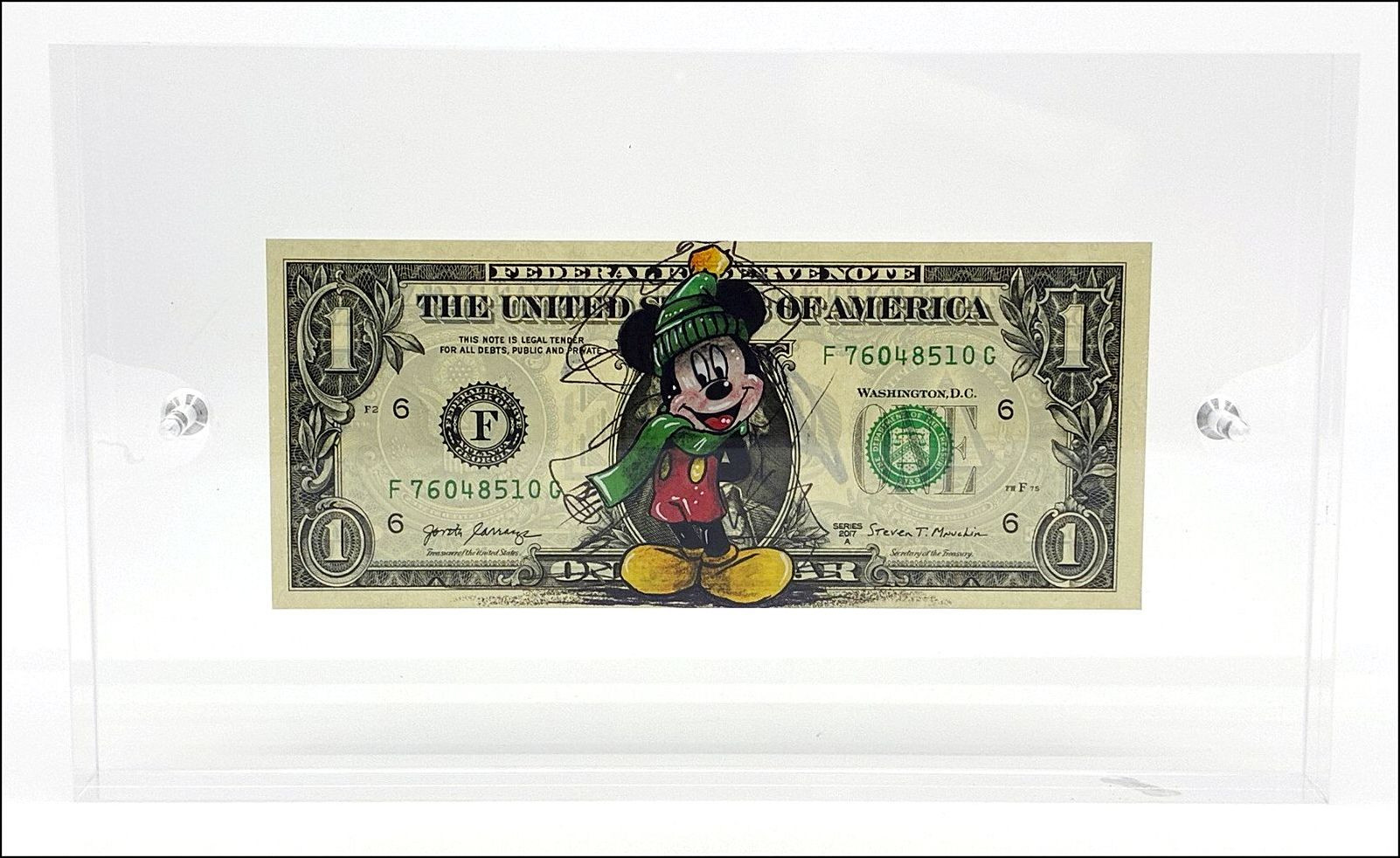 Pazblandina - Mickey che disegna in inverno sul dollaro