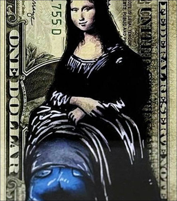 PAZBLANDINA: Banksy Mona Lisa, Disegno originale, 2025