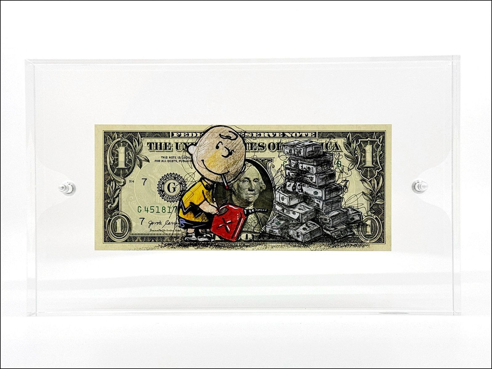 PAZBLANDINACharlie Brown, Disegno originale su Dollar, 2024