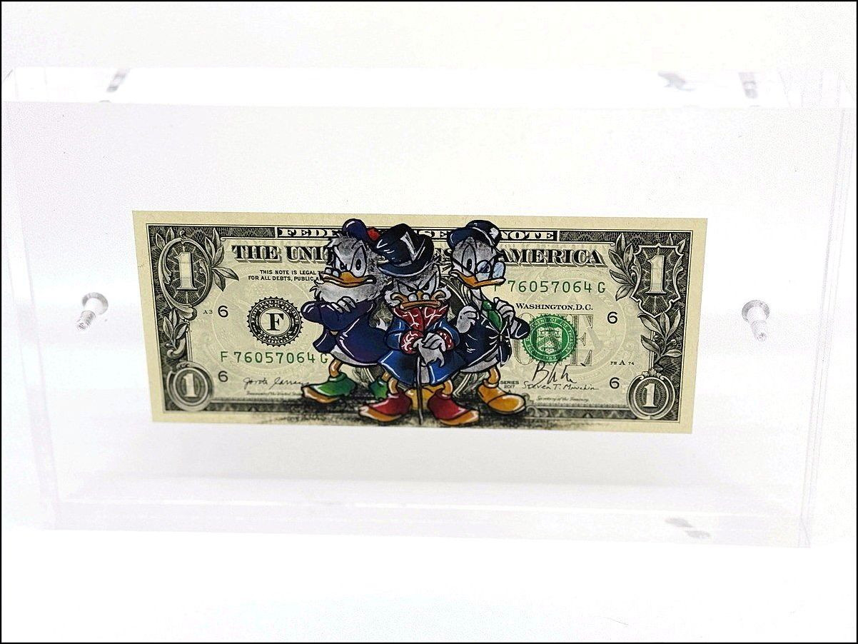 Pazblandina – Duck$quad (2025), dessin sur dollar