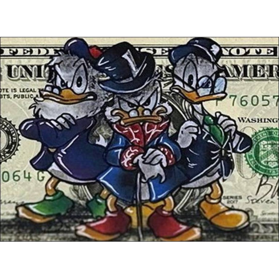Pazblandina – Duck$quad (2025), dessin sur dollar