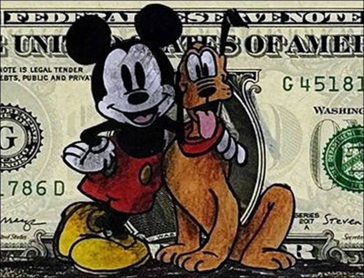 PAZBLANDINA Buy Original Drawing on Dollar $ - Mickey and Pluto