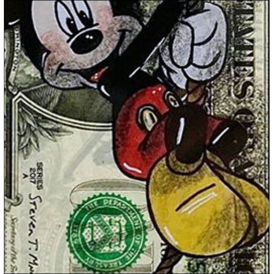 Pazblandina - Mickey (2025), dibujo en dólares