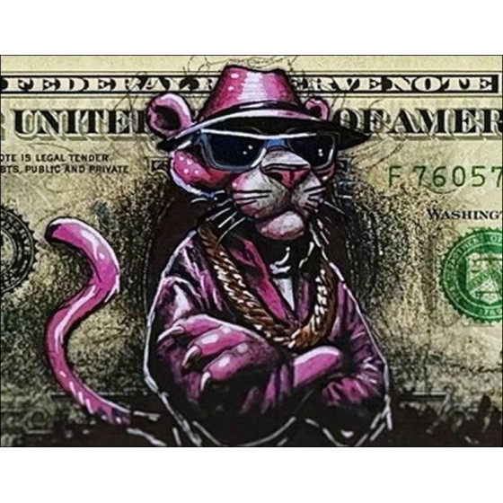 PAZBLANDINA - Panthère rose sur Dollar Américain | Galerie 125