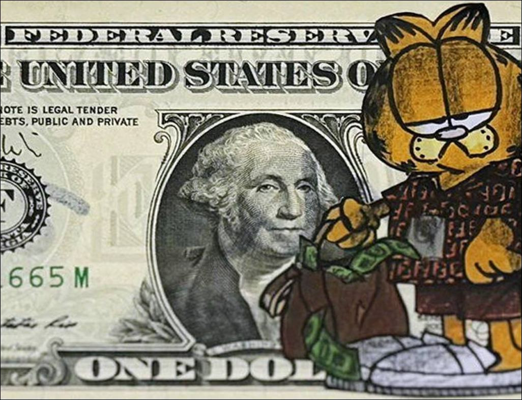 PAZBLANDINA Koop originele tekening op dollar $ - Garfield