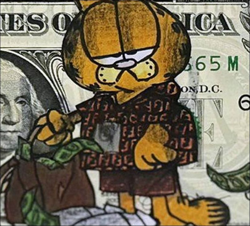 PAZBLANDINA Koop originele tekening op dollar $ - Garfield