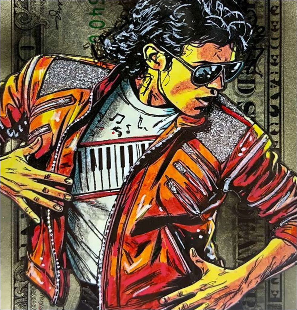 Pazblandina - Michael Jackson, obra original sobre dólar