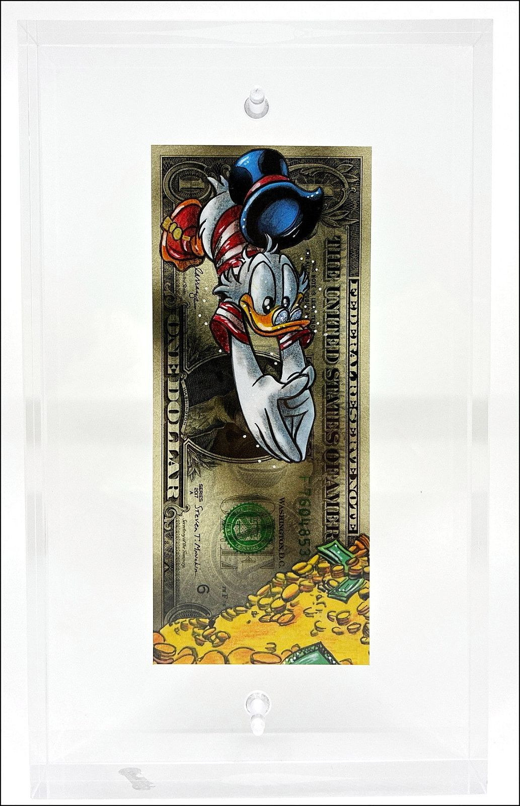 Pazblandina - Scrooge 2, original artwork on American dollar