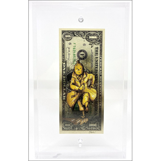 Pazblandina - Tintin, œuvre originale sur dollar américain