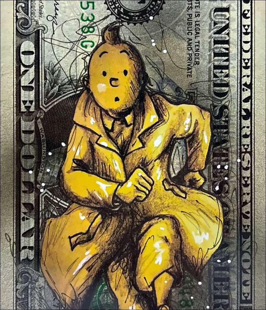 Pazblandina - Tintin, opera originale su dollaro americano