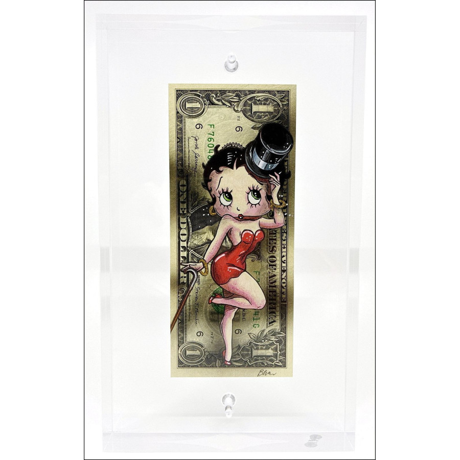 Pazblandina - Betty Boop Glamour, obra original sobre dólar