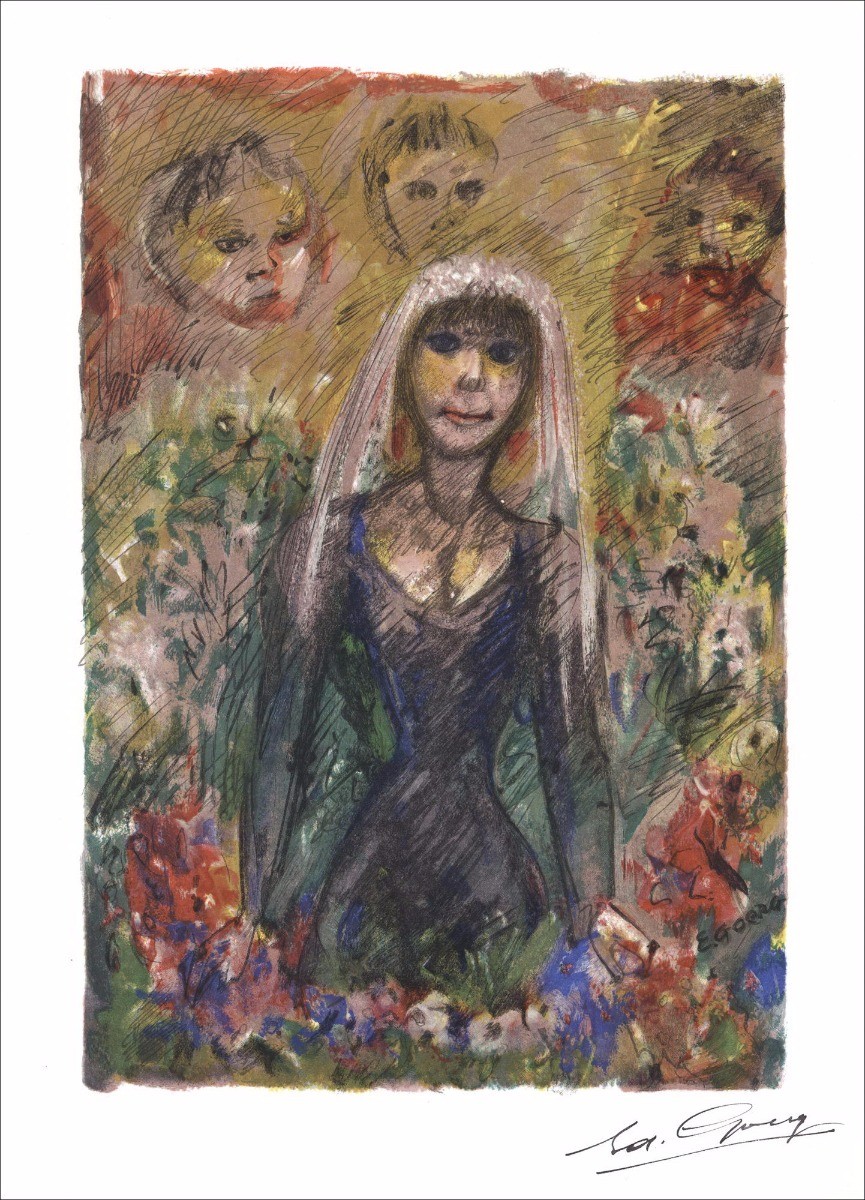 Edouard GOERG - Lithographie Originale "La jeune veuve" 38x28cm - 1961