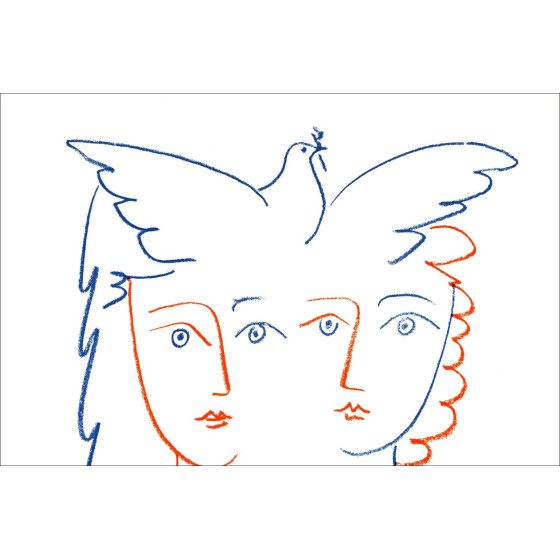 Pablo Picasso, Due donne e la colomba – Litografia 49x40 cm