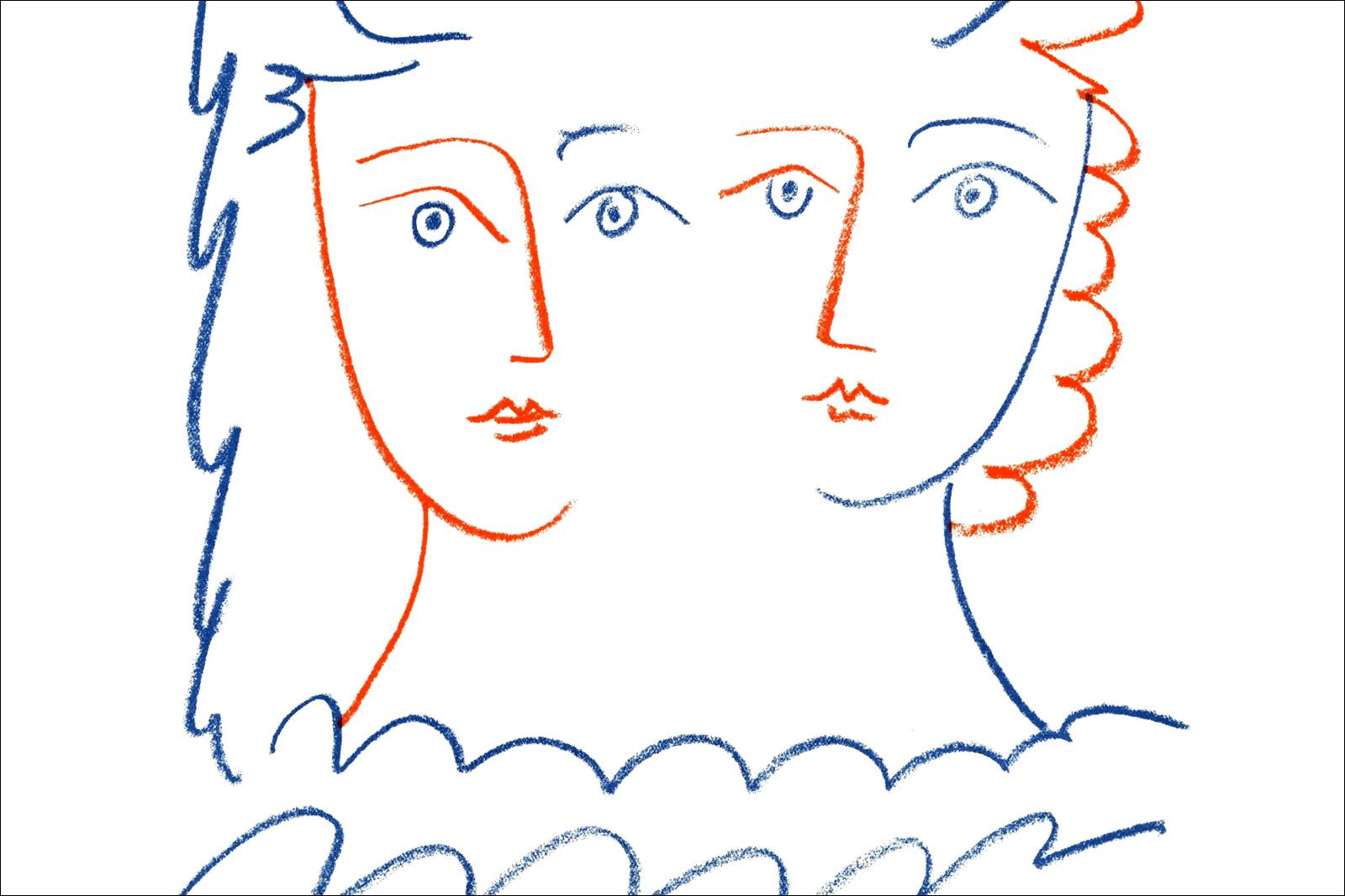 Pablo Picasso, Due donne e la colomba – Litografia 49x40 cm