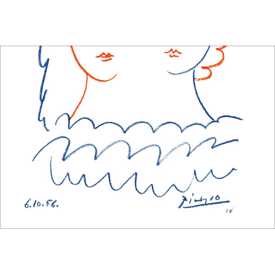 Pablo Picasso, Due donne e la colomba – Litografia 49x40 cm