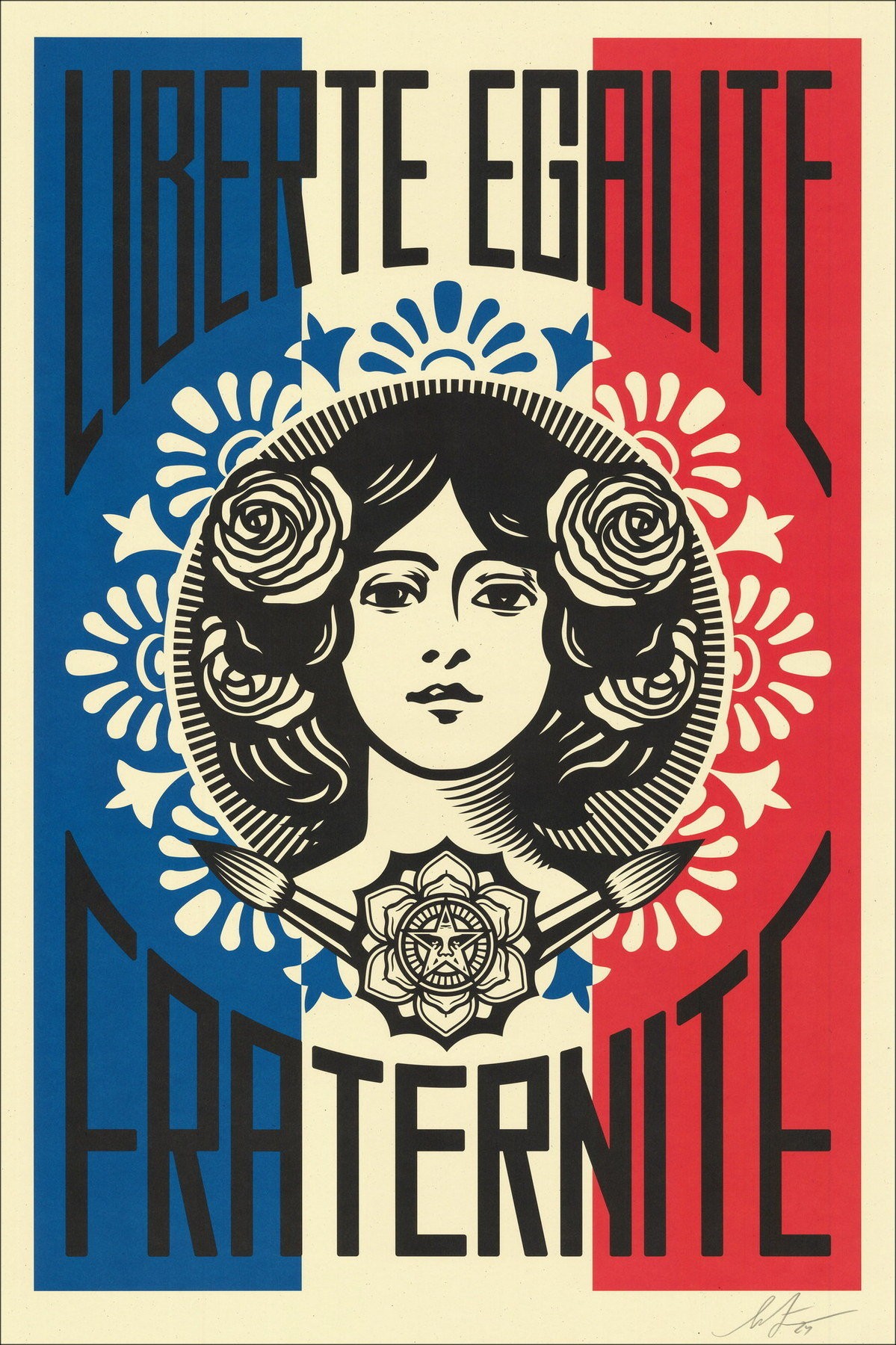 Shepard Fairey Obey silkscreen – Freedom Equality Fraternity poster