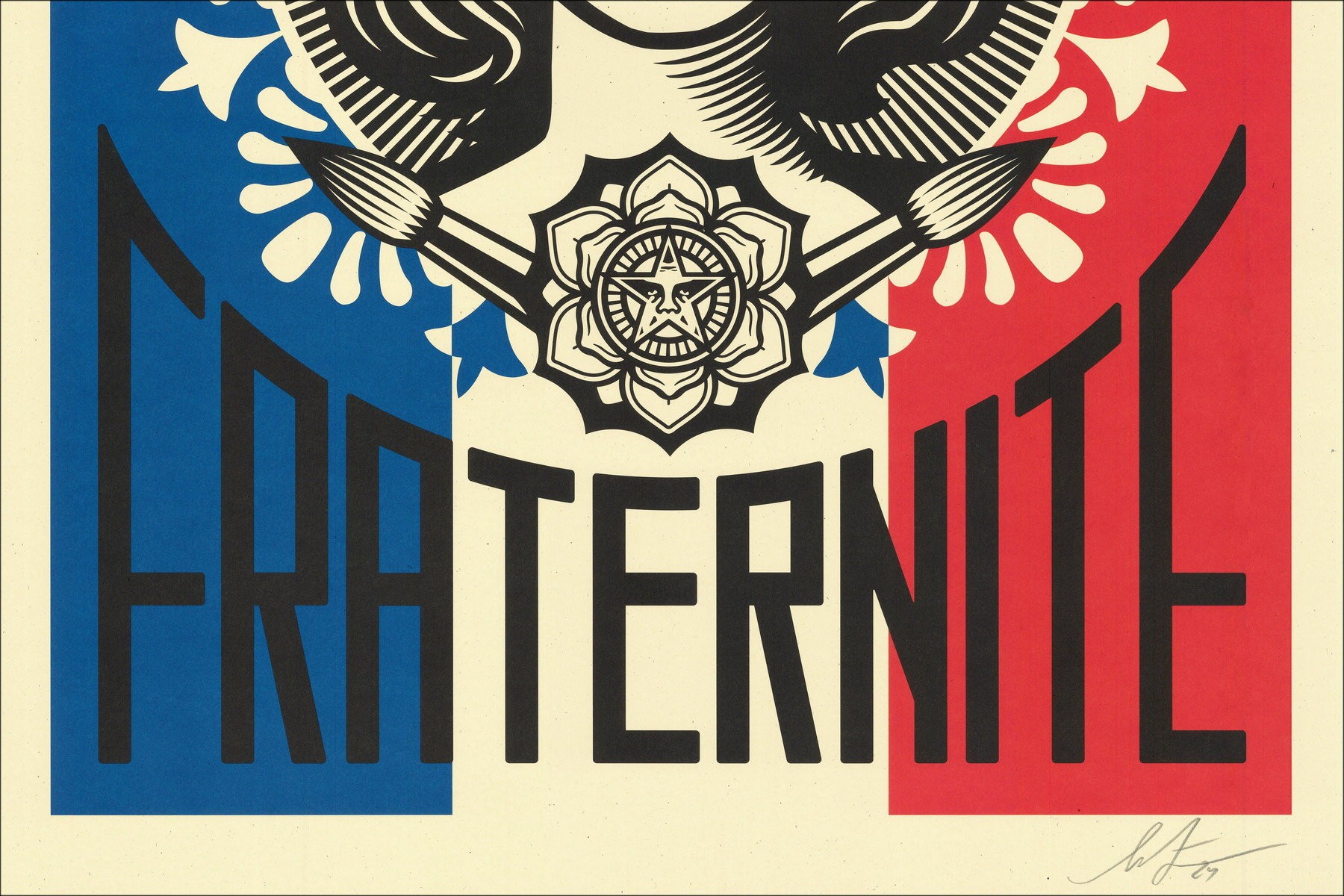 Sérigraphie Shepard Fairey Obey – Liberté Égalité Fraternité, affiche