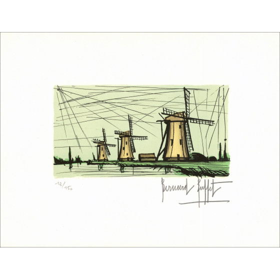Bernard Buffet - Les Trois Moulins, Original-Lithografie 1985
