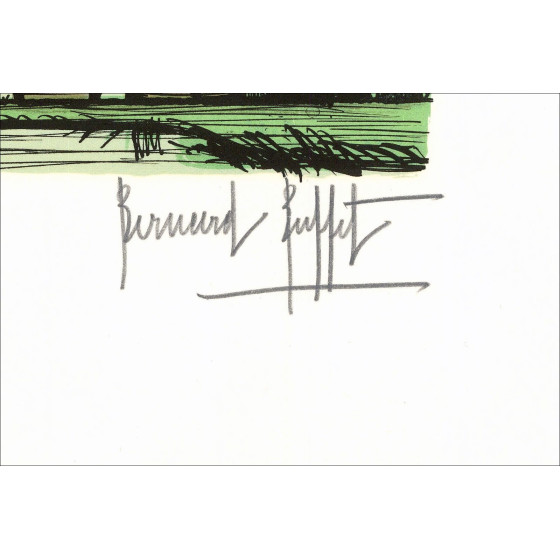Bernard Buffet - Les Trois Moulins, originele lithografie 1985